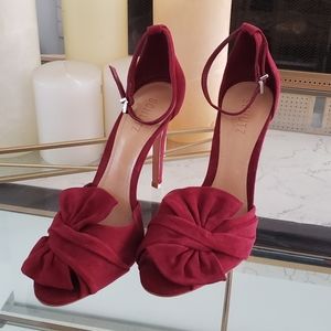 NATALLY- Bow Suede Ankle Strap Heels
